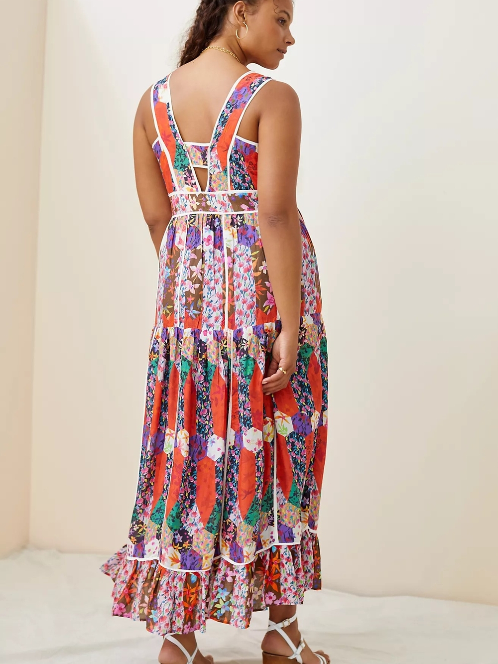 Anthropologie Multicolor Floral Patchwork Maxi Dress in Red - Picture 3 of 11